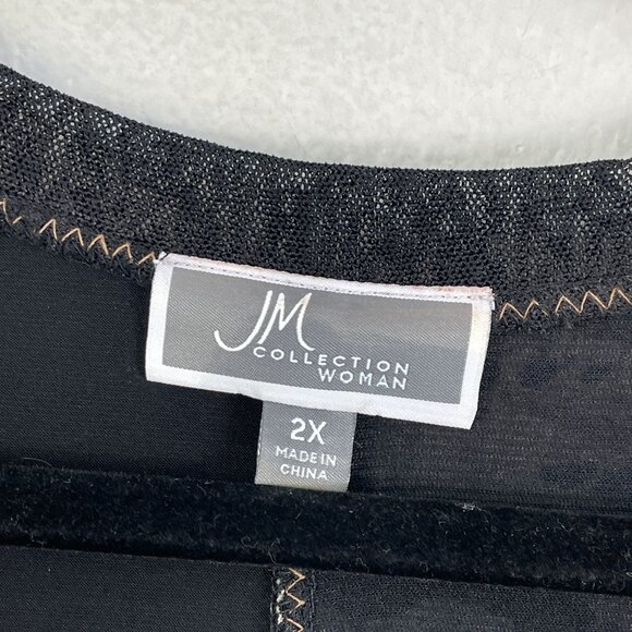 JM Collection Woman Plus 2X Animal Print Tunic Top V Neck Long Sleeve Stretch - Picture 3 of 11